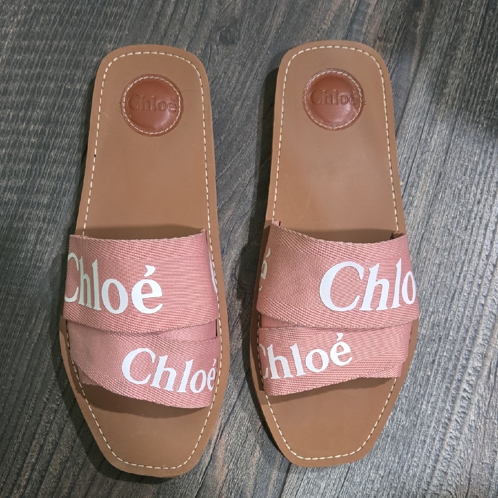 CHLOE Woody Pink Slide Sandals